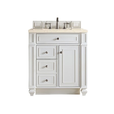 James Martin Vanities Bristol 30in Single Vanity, Bright White w/ 3 CM Eternal Marfil Quartz Top 157-V30-BW-3EMR